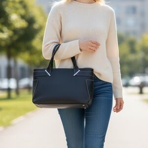 Gucci Rare Black Leather Bag with Silvertone Accents